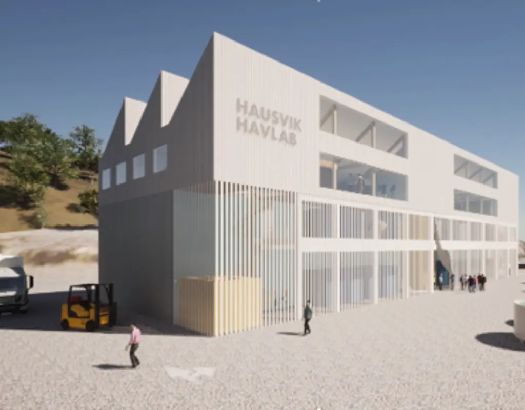 Arkitekttegning av det nye bygget Hausvik Havlab